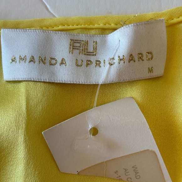 Amanda Uprichard Women’s 100% Silk Mini Dress Yellow Ruffled Cocktail Med NWT - Picture 2 of 10